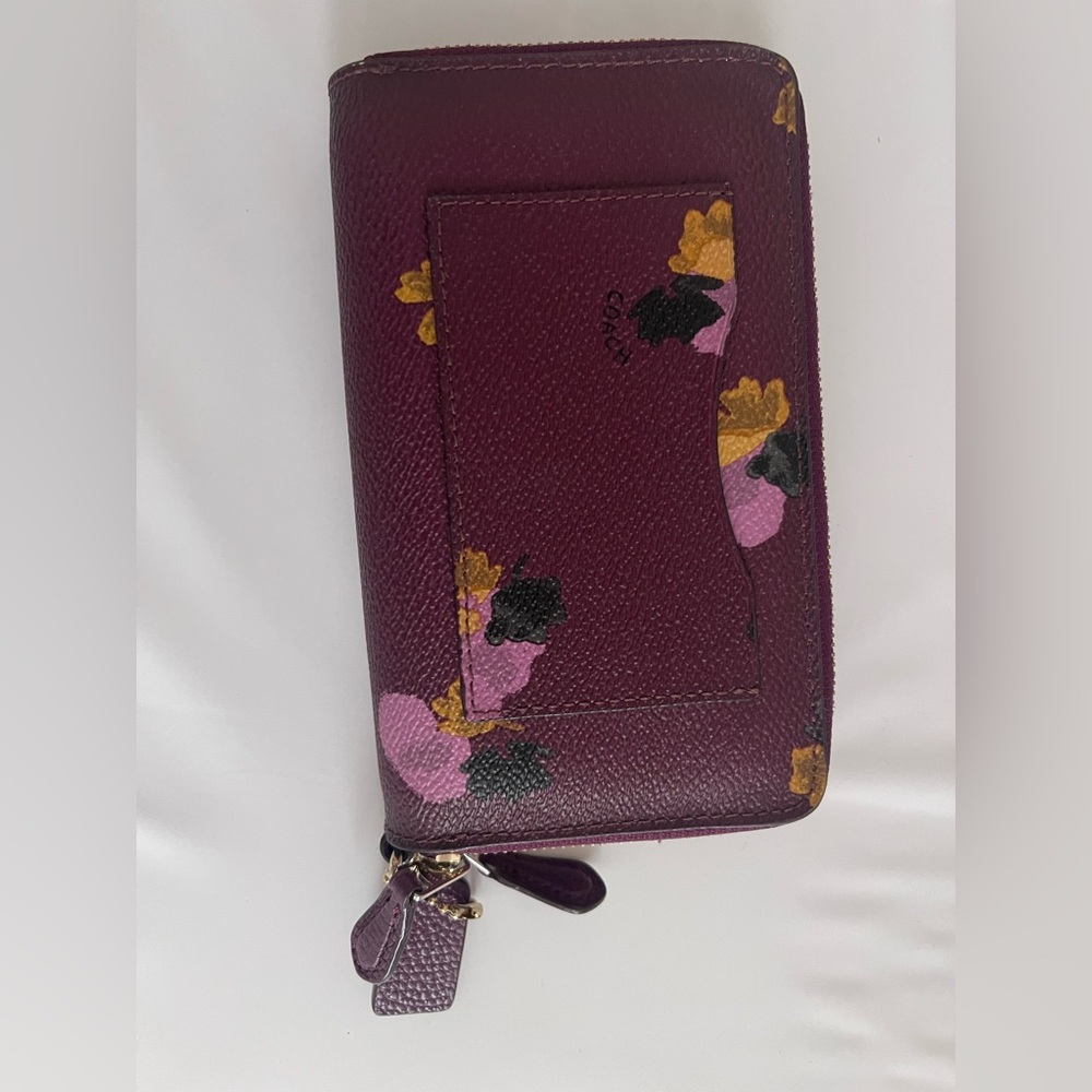 Coach Burgundy and Pink Floral Wallet - Picture 4 of 10